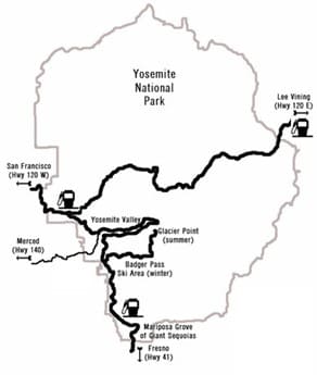 MAPA YOSEMITE NATIONAL PARK